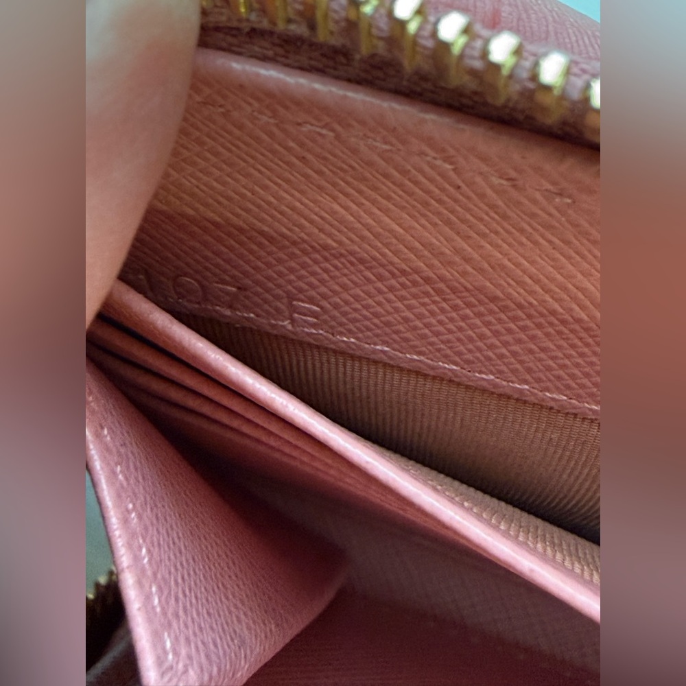 Prada Saffiano Zip Around Wallet Pink Gold Logo Continental - Picture 8 of 15